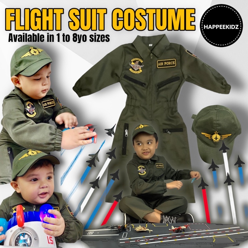 FLIGHT SUIT COSTUME / FIGHTER PILOT JUMPSUIT PRETEND PLAY COSTUME