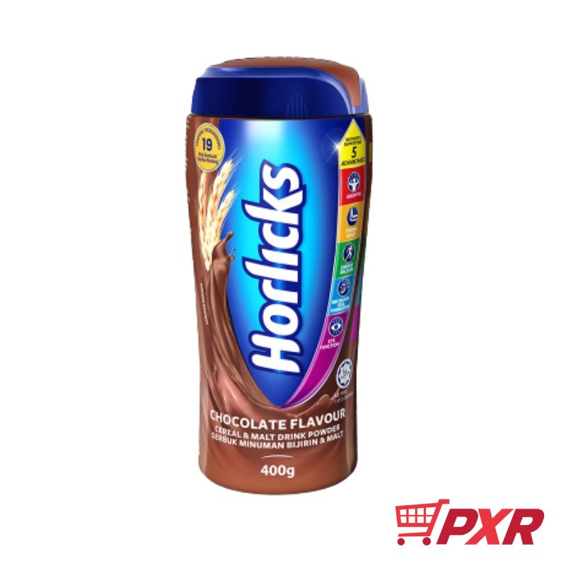 HORLICKS CHOCOLATE FLAVOUR CEREAL & MALT DRINK POWDER JAR 400G Shopee