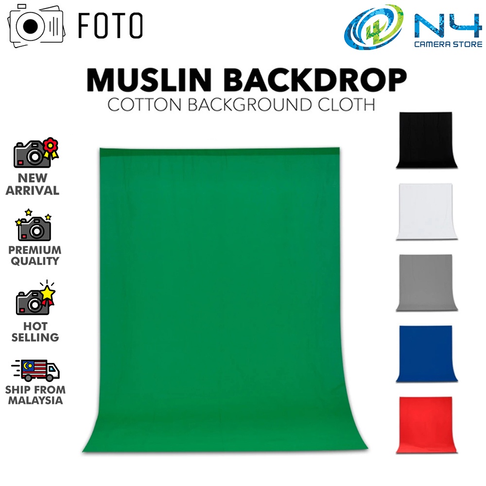 Foto Cotton Textile Muslin Photo Backgrounds Studio Photography Screen  Chromakey Backdrop Cloth - Black/White/Green/Blue | Shopee Malaysia