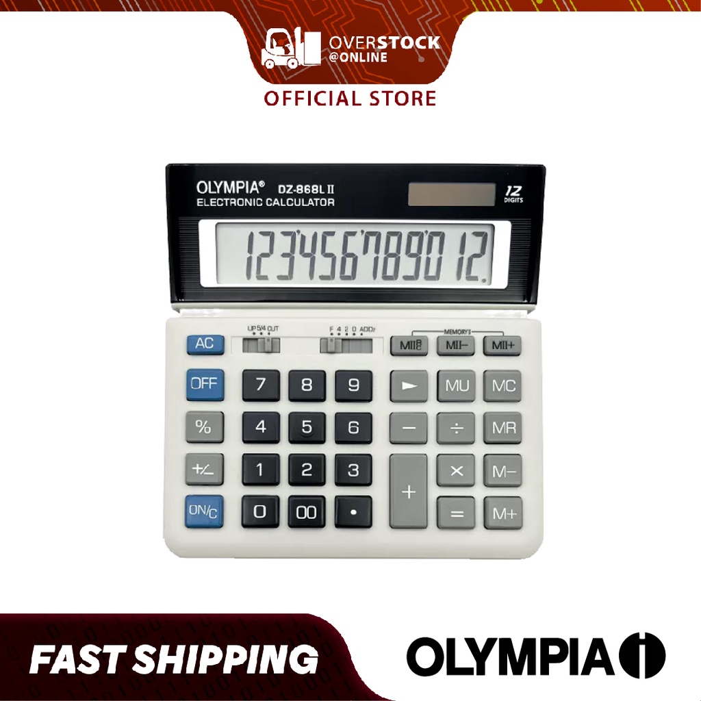 [German Brand] OLYMPIA DZ-868L II Electronic Desktop Calculator with 12 Digits, Big Display, 4 Memory Keys & Twin Power