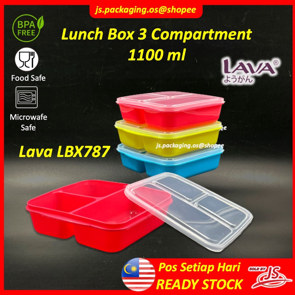 LAVA Plastic BPA free Lunch Box 3 Compartment 1Ltr /LBX 787 BPA