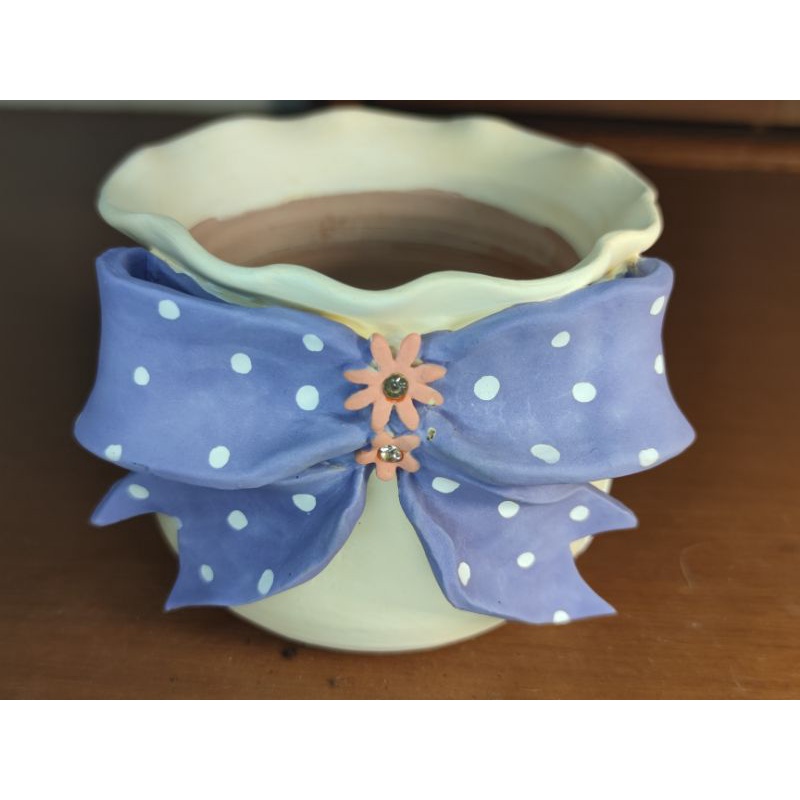 yellow cloud ribbon handmade ceramic flower pot (RS2694)