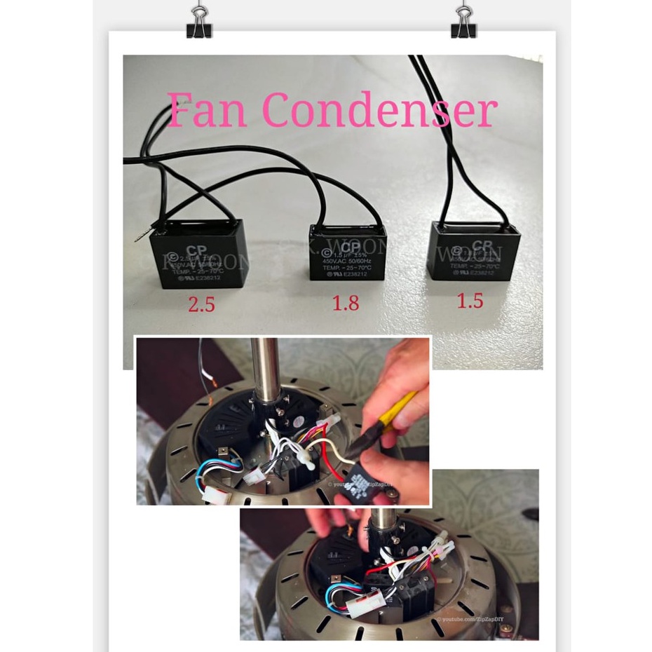 Condenser Fan(1.5uf/1.8uf/2.5uf )for table fan/stand fan/ceiling fan/wall fan
