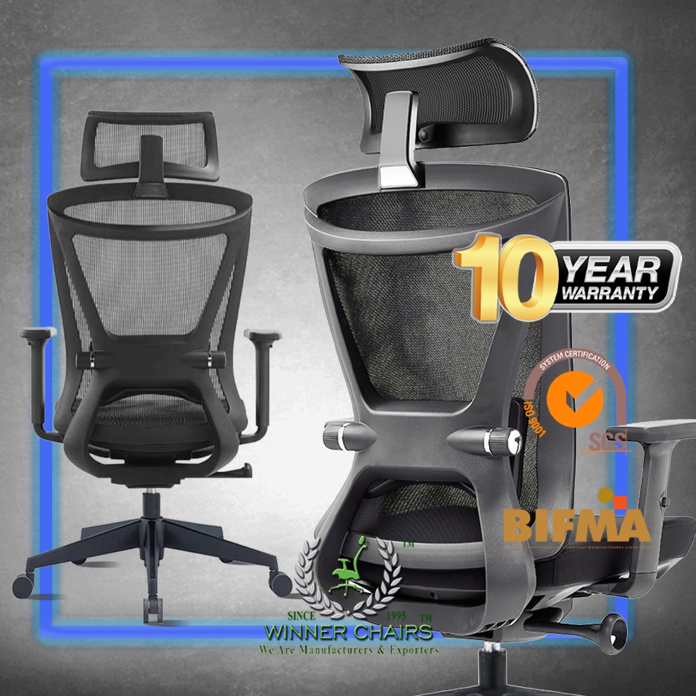 Office Chair 3283DBLK Ergonomic Highback Mesh Winner Chairs
