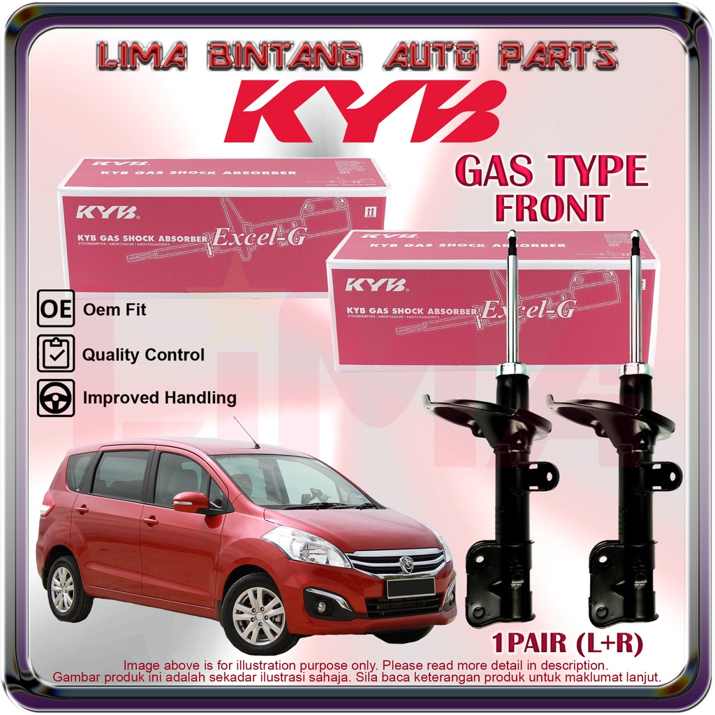 ( 1Pair ) Proton Ertiga Front Shock Absorber Gas KAYABA KYB Shopee