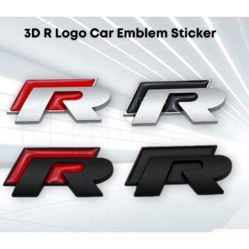 Volkswagen Vw 3D R Logo Universal Car Emblem Sticker Front & Rear For