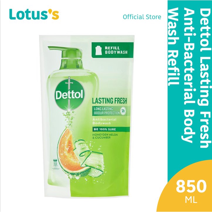 Dettol Lasting Fresh AntiBacterial Body Wash Refill 850ml Shopee