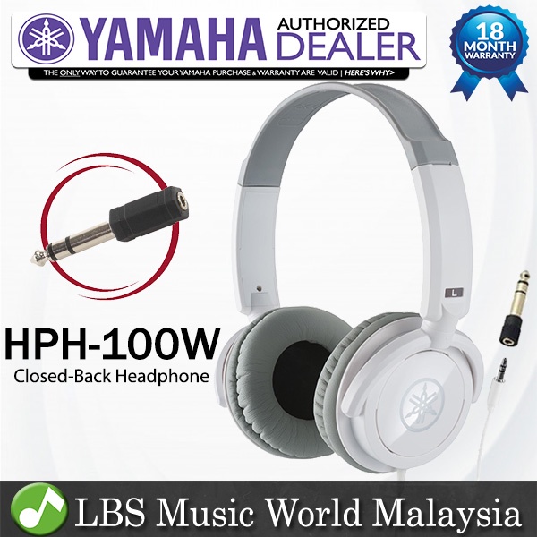 Yamaha HPH-100 Headphone Dynamic Closed Back Headphones White (HPH100 HPH100W)