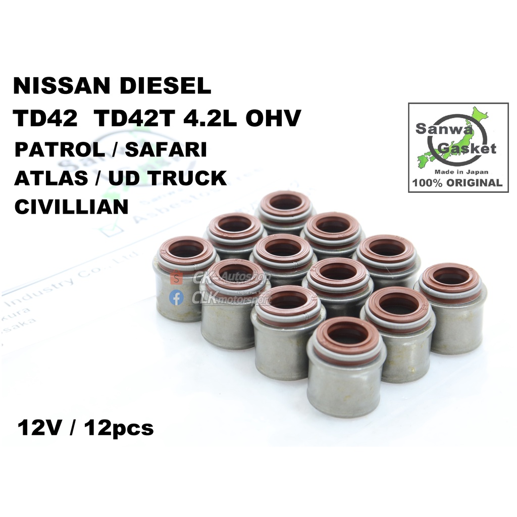 SANWA Japan Viton Valve Seal Nissan TD42 TD42T 4.2L OHV Patrol Safari