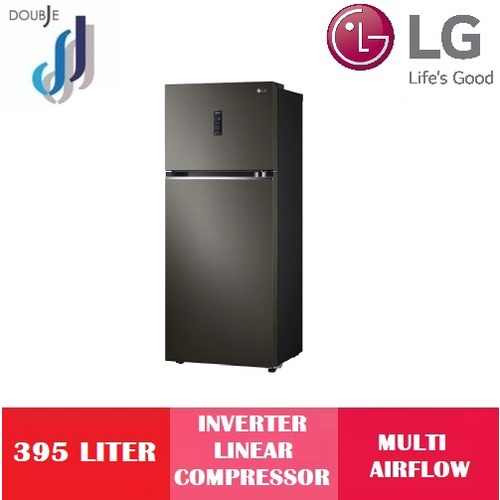 LG GN-B392PXBK 395L Top Mount Fridge in Black Steel Finish Inverter Refrigerator