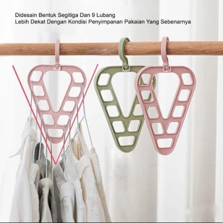 GANTUNGAN 9-in-1 Triangle Hanger ( DPT 2pcs) Magic Laundry Clothes Hanger Rotating Wardrobe