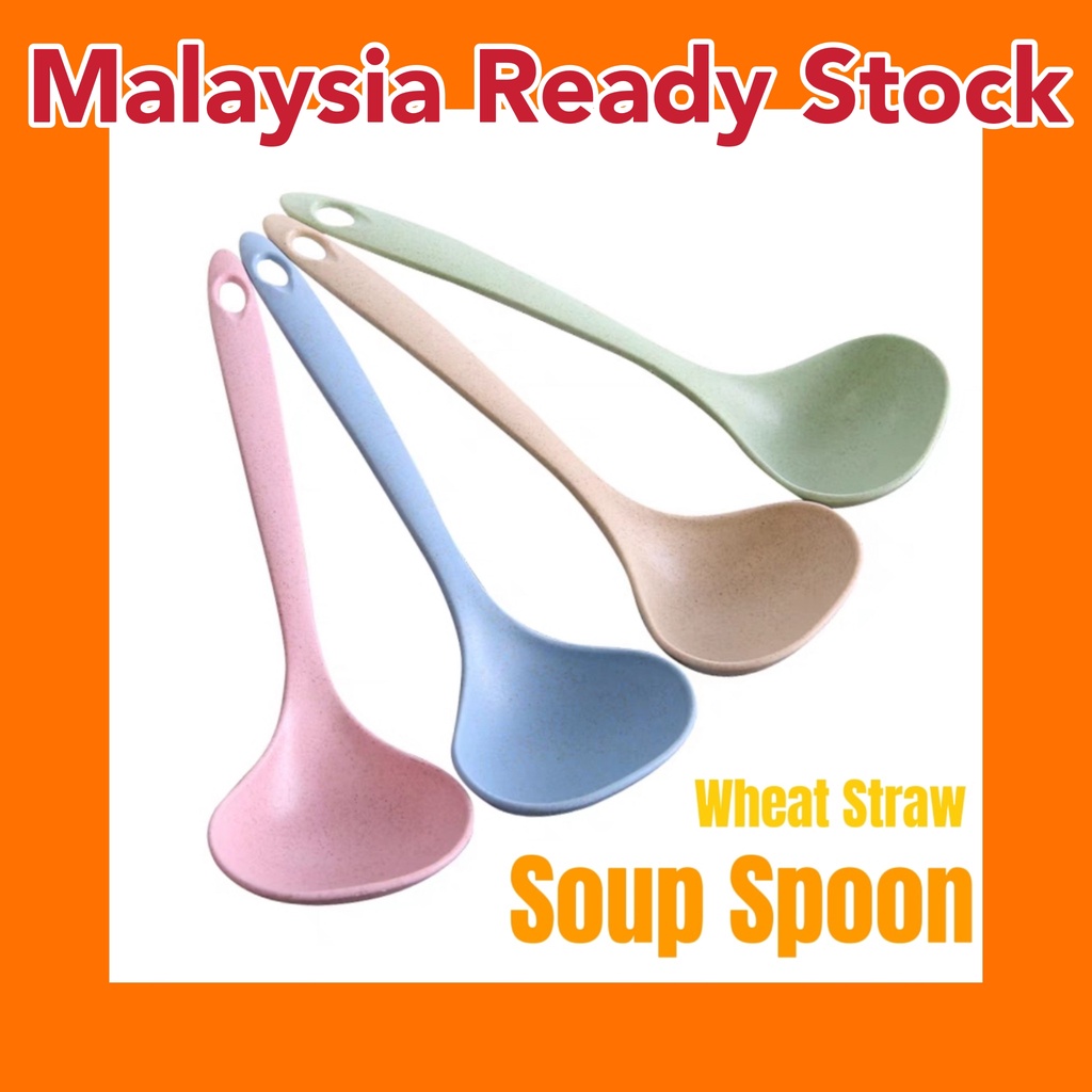 Soup Spoon Long Handle Wheat Straw Spoon Kitchenware Hangable Cooking Tool Eco Friendly Tableware Rice Spoon Scoops