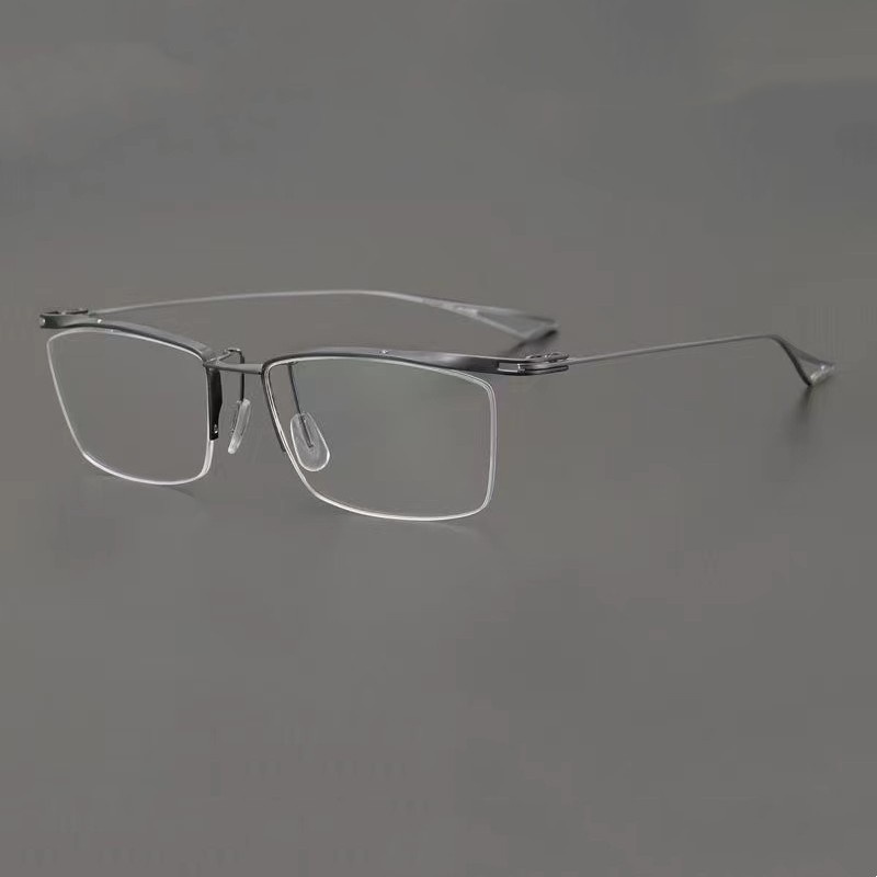 Pure Titanium Eyeglasses Half Rim Optical Frame Prescription Spectacle Men Simple Designed