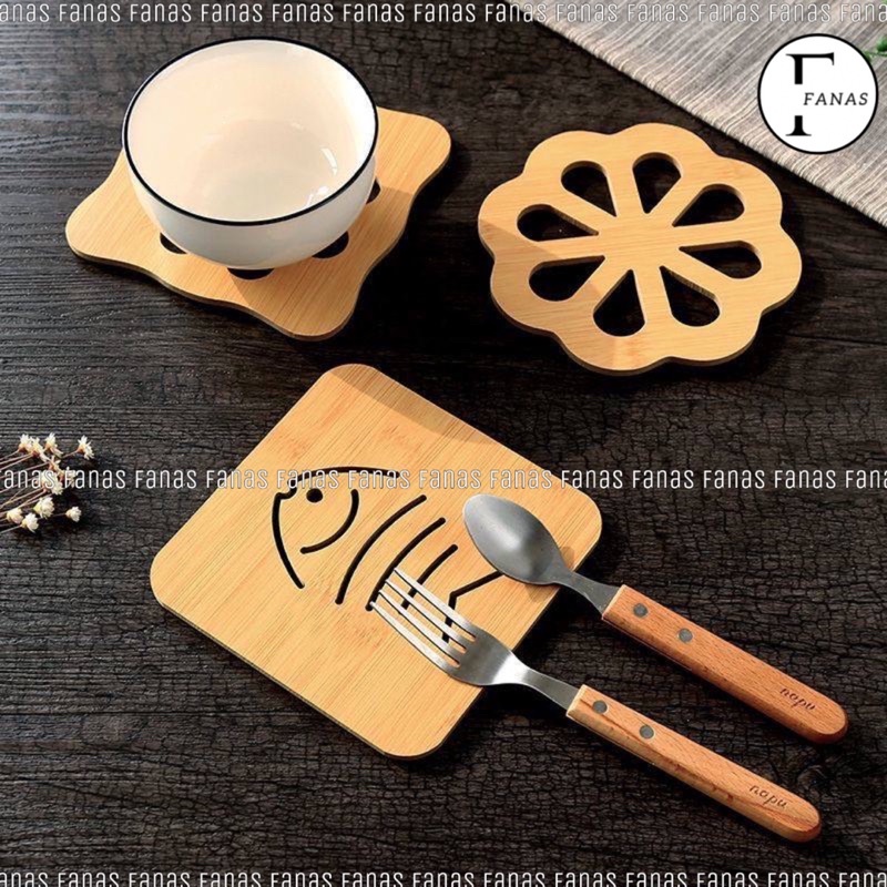 READY STOCK Cute Kitchen Fibre Wood Board Anti-heat Hot Pot Table Place Mat Coaster Anti Slip Pad