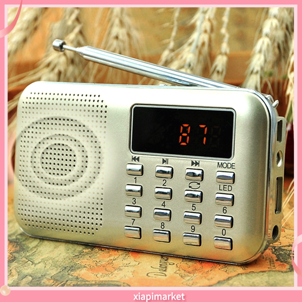 BP_ Y-896 Digital Radio Rechargeable Flashlight Function 3W Mini Portable FM Radio with TF Card Slot for the Aged