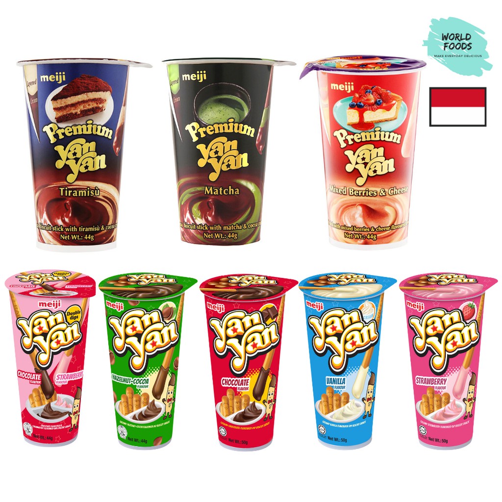 [HALAL] Meiji YanYan / Premium Yan Yan Biscuit Stick 44g (Matcha/ Tiramisu/ Mixed Berry Cheese Cake)