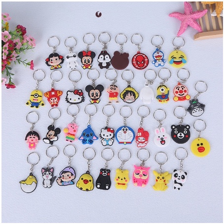 READY STOCKCartoon animation PVC soft rubber keychain personalized ornaments gift key ring small gift spot medium size