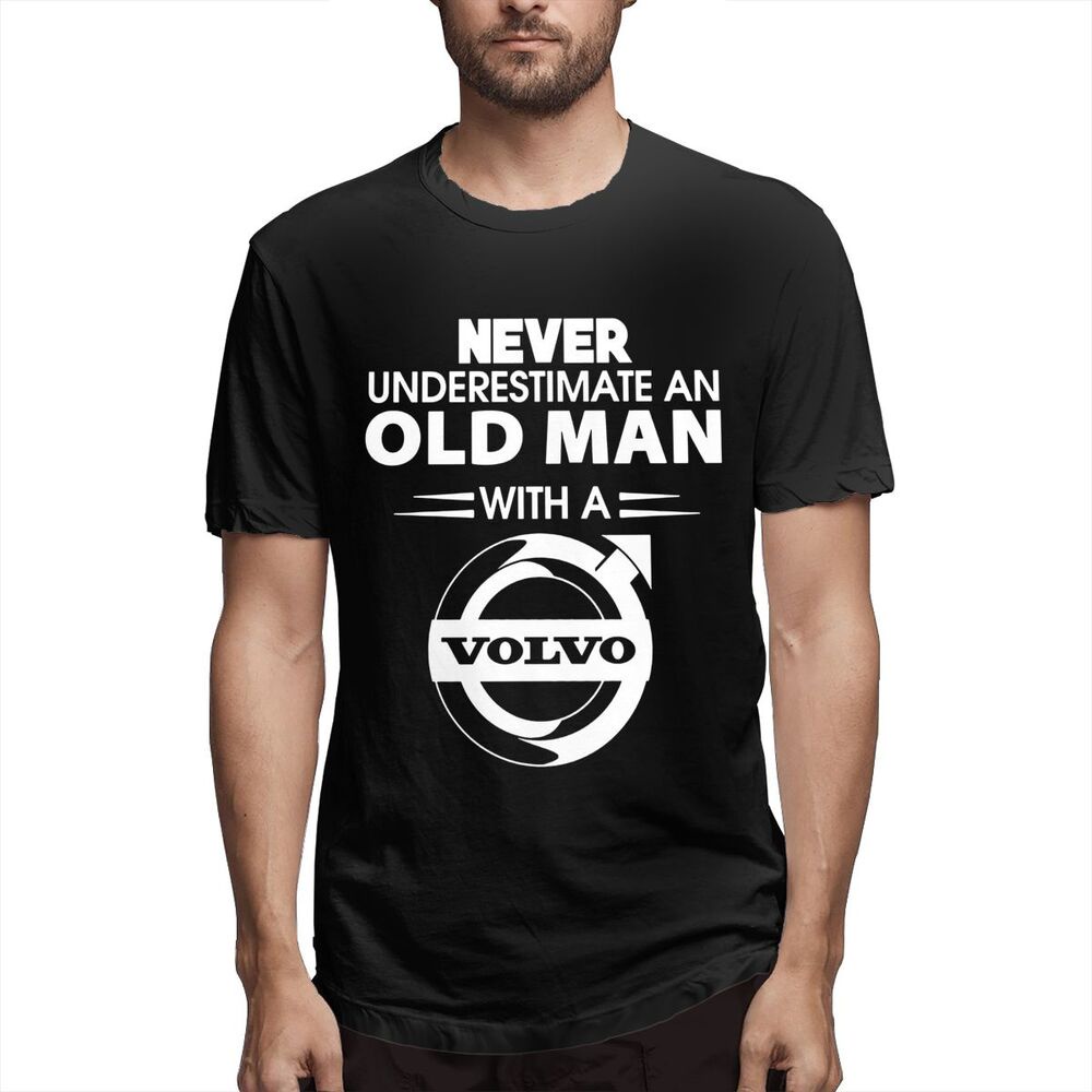 Volvo Never Underestimate Old Man Car Truck Lorry Driver Series High Quality Short Sleeve T-Shirt New Fashion Plus Size Top Sports Fitness Men's Round Neck Tee Street Loose