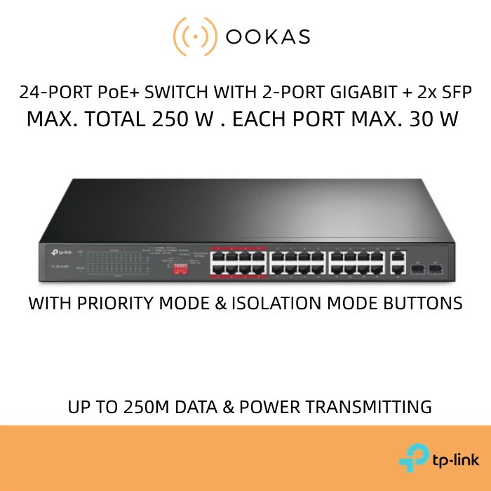 TPLink TLSF1226P / TLSF1218P 250M Distance 24Port PoE+ Switch With