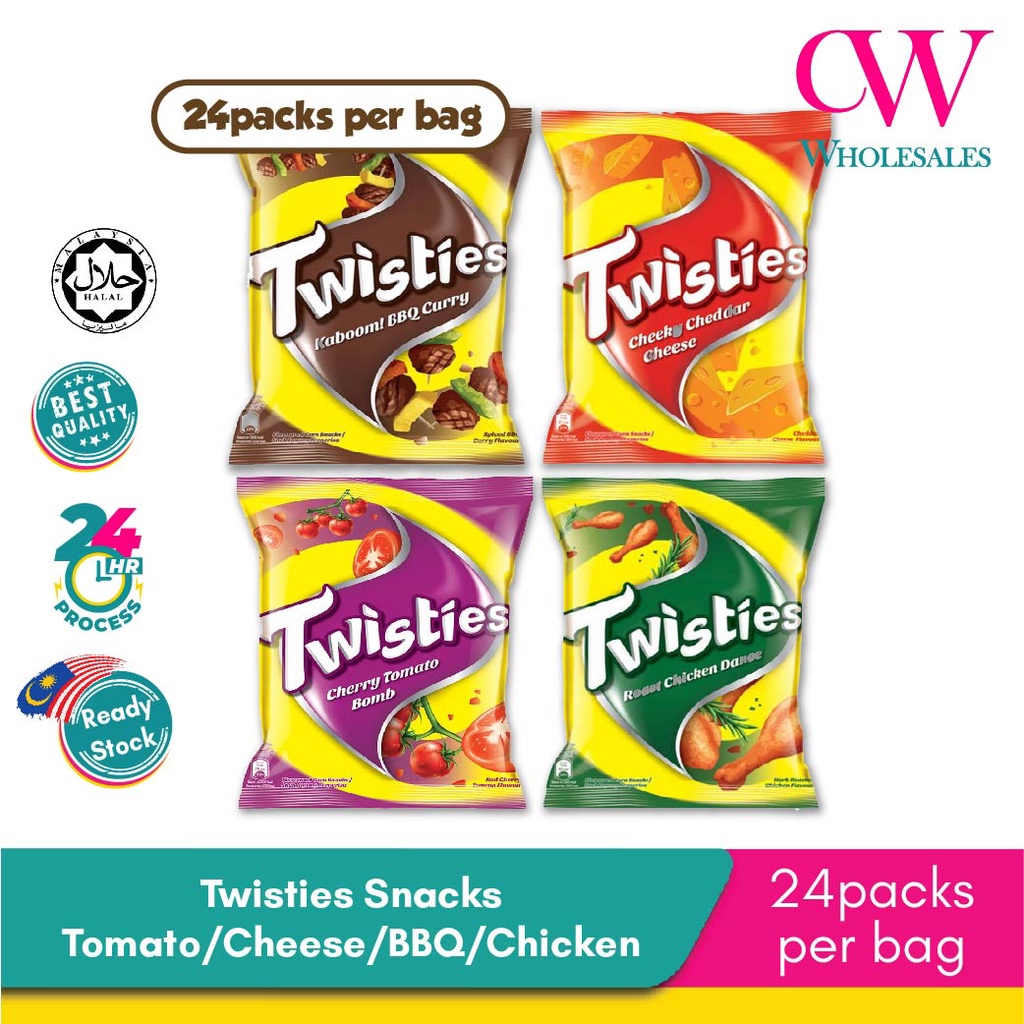 Twisties Roast Chicken Dance Twisties Cheeky Cheddar Cheese Twisties Kaboom BBQ Curry Twisties
