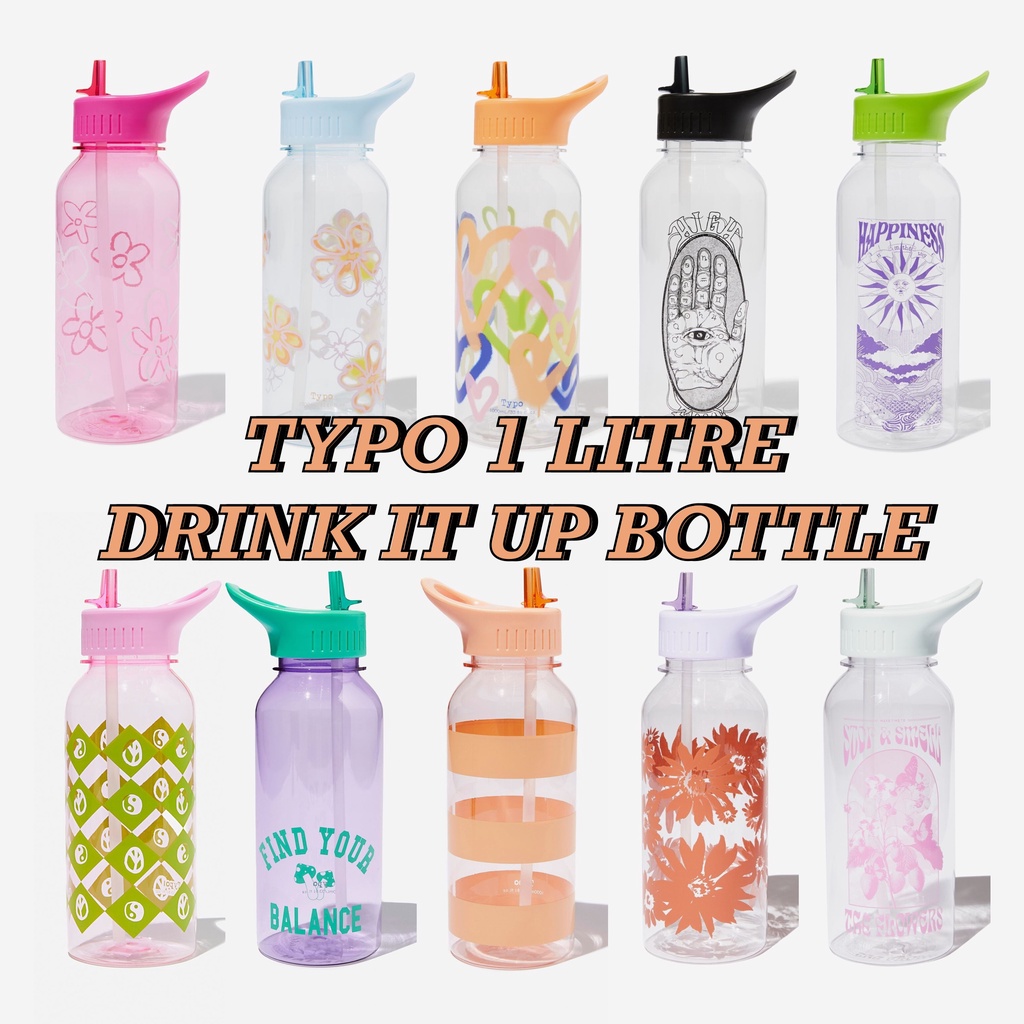 TYPO Bottle / Drink It Up Bottle 1 Litre / With Straw Sip-Top / 1L ...