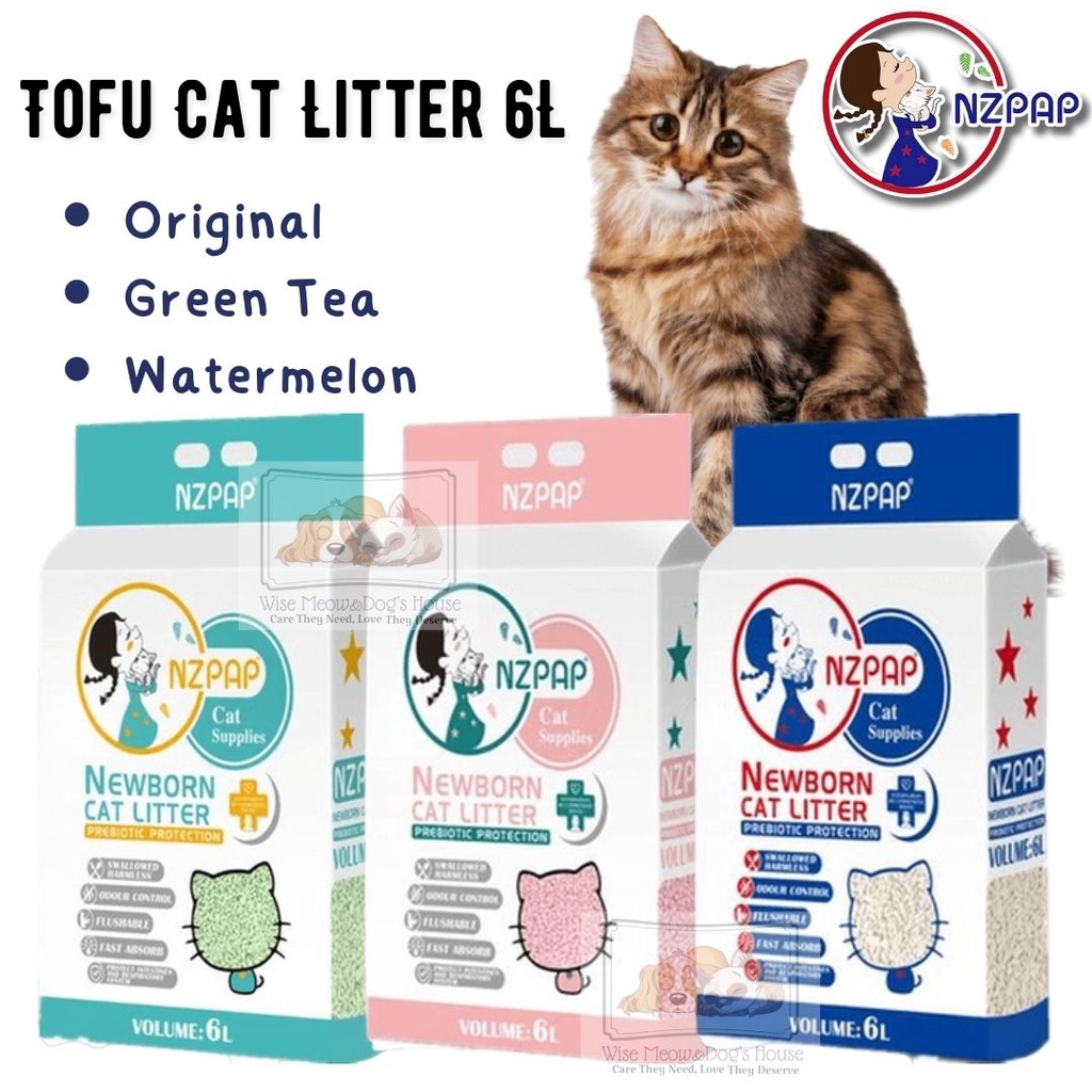NZPAP Newborn Tofu Cat Litter 6L (Pasir Kucing Tofu) Original / Green