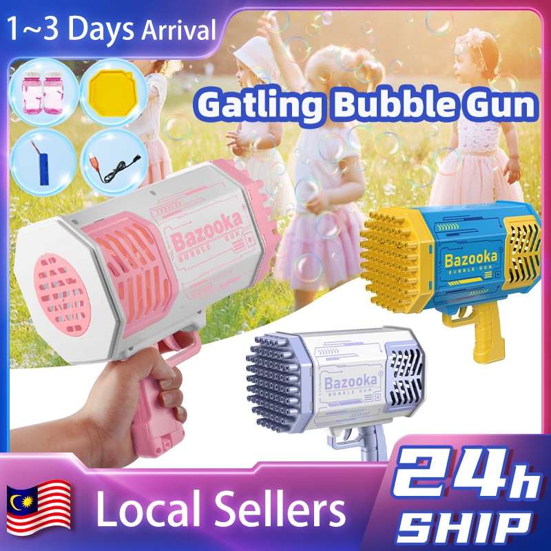 69 Holes Gatling Bubble Gun LED Lighting Kids Toy Electric Outdoor Toy