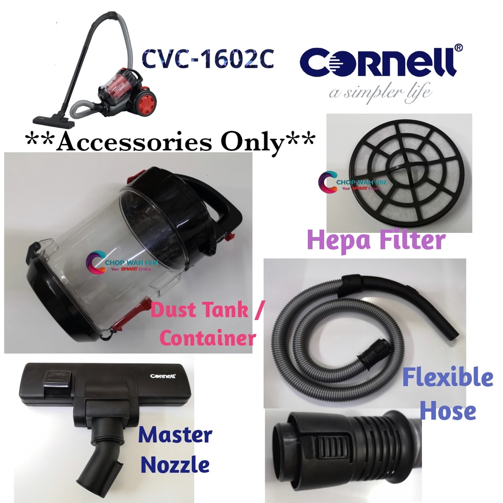 FLEXIBLE HOSE, DUST TANK/CONTAINER, HEPA FILTER, MASTER NOZZLE(FLOOR