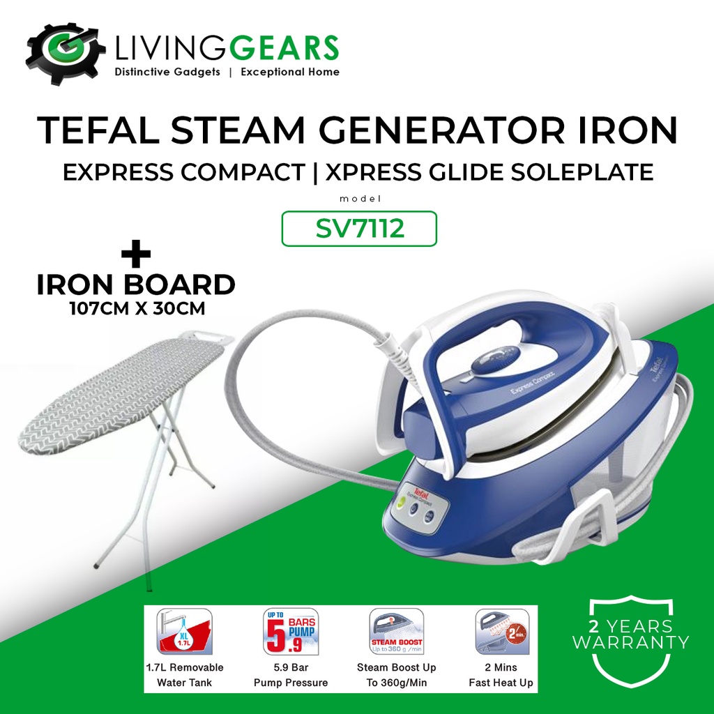 Tefal SV7112 + Iron Board Steam Generator Express Compact Iron (1.7L