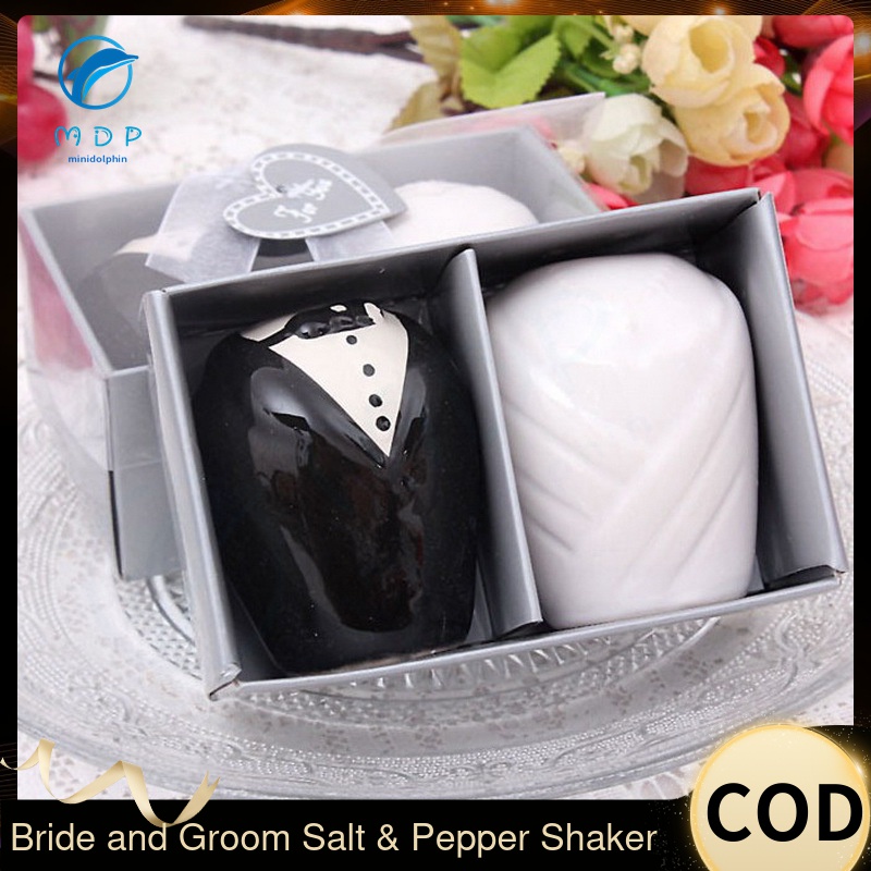 【Local delivery】 Wedding Giveaway Bride and Groom Salt and Pepper Shaker Anniversary Wedding Souvenir Giveaways Favors Unique Wedding Souvenirs