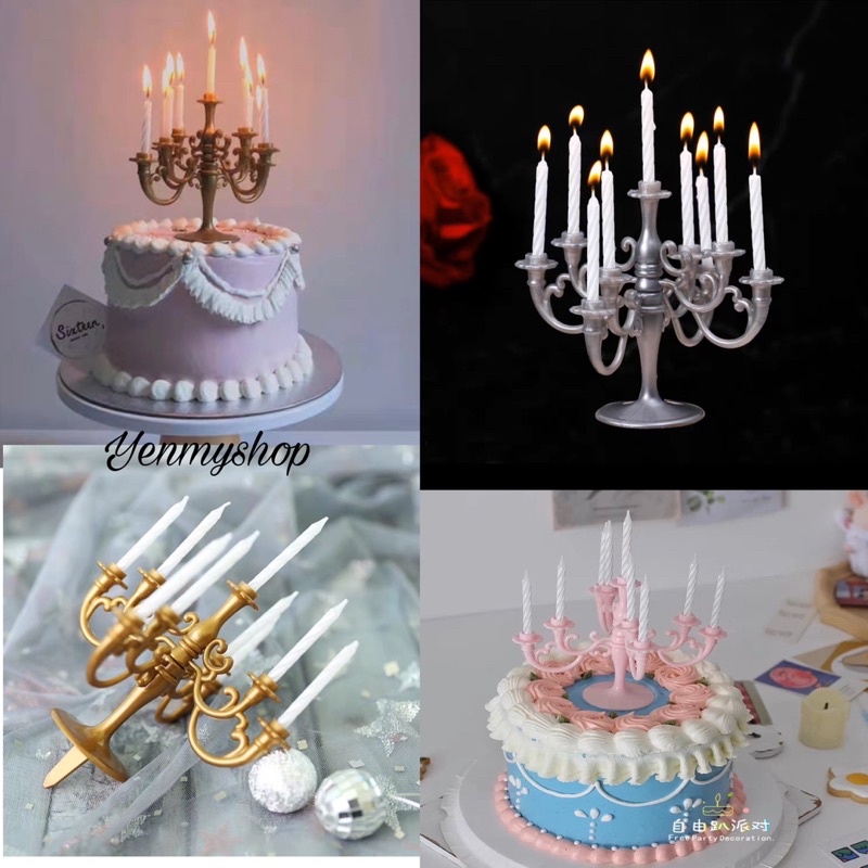 Kek Lilin Hiasan European Vintage Candlestick Cake Decoration candle stand 1SET 烛台蛋糕装饰复古欧式烛台 CakeTopper