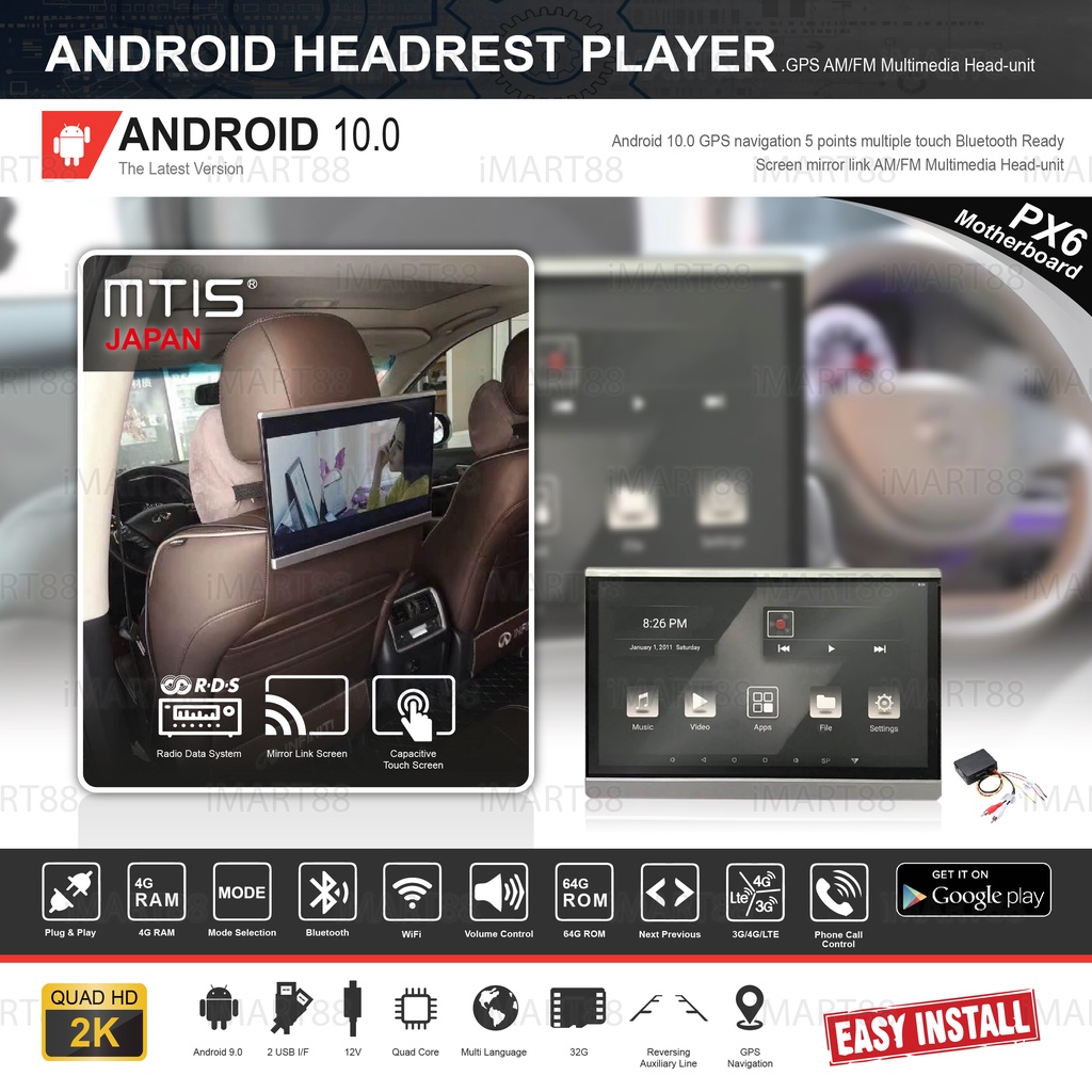MTIS Japan High End Universal Rear entertainment 12.5" 2K Android Car