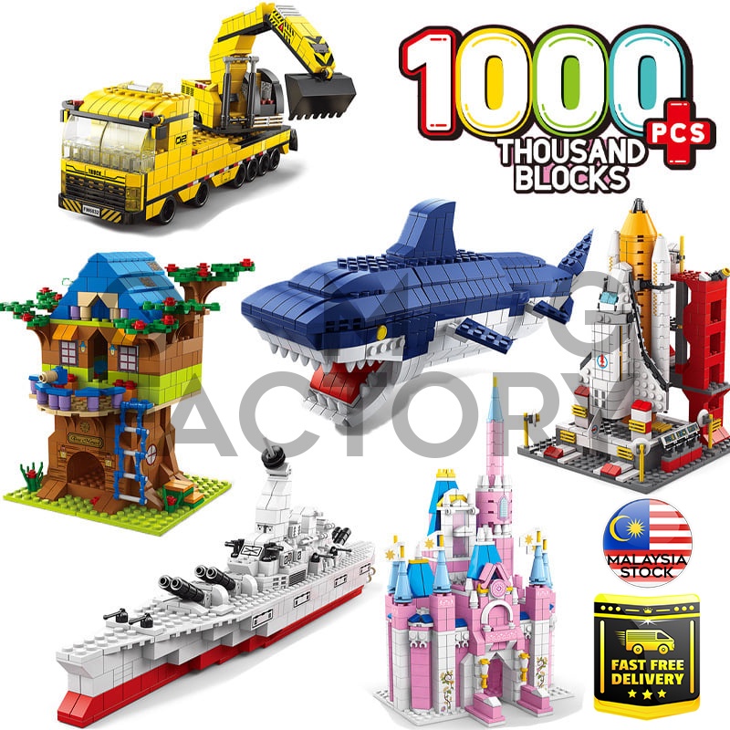 LOCAL STOCK1000PCS Bag Space Shuttle Rocket Building Blocks Educational Toys for Boys bircks mainan budak DIY Gift