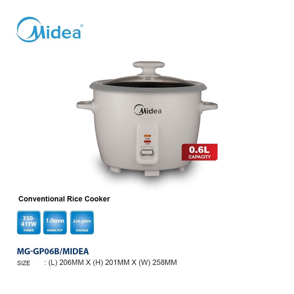 Midea 0.6L Rice Cooker MGGP06B Shopee Malaysia