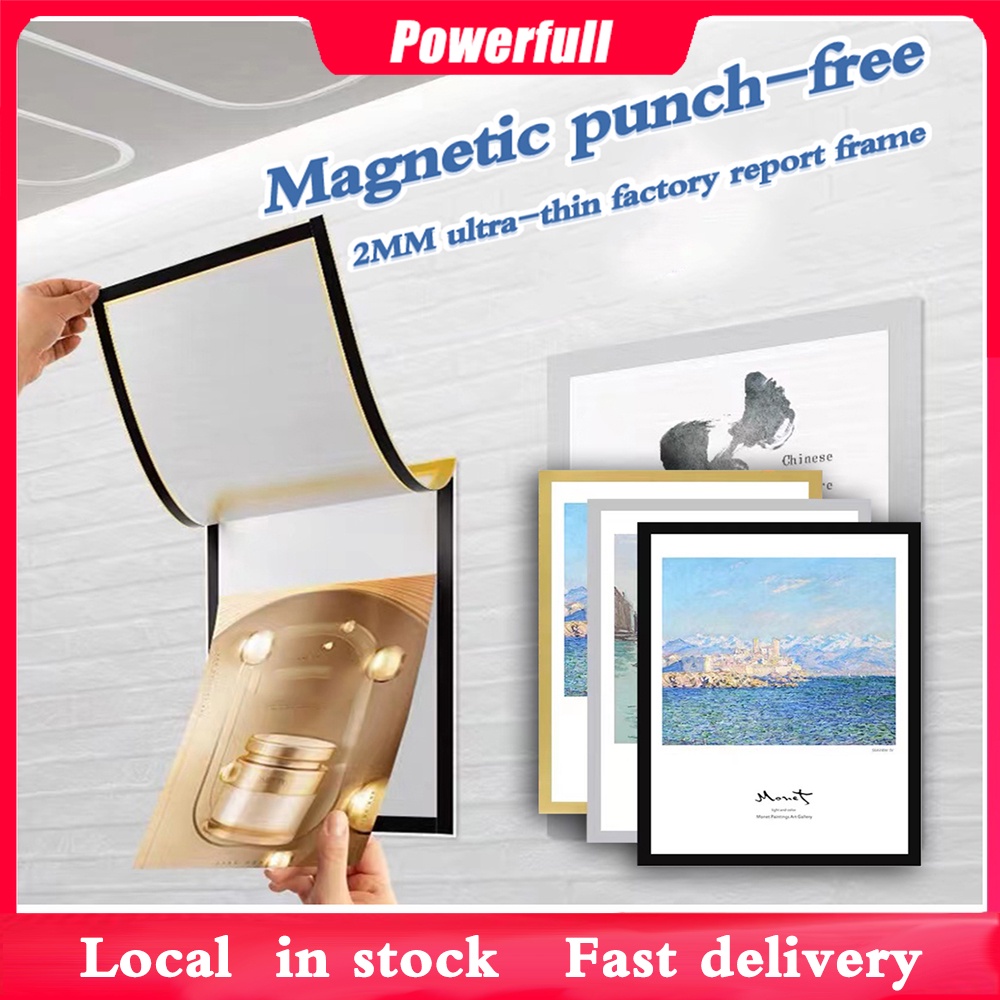 A4 Magnetic Display Board Wall Stick Frame Photo Certificate Office Adhesive Wall Frame Gambar