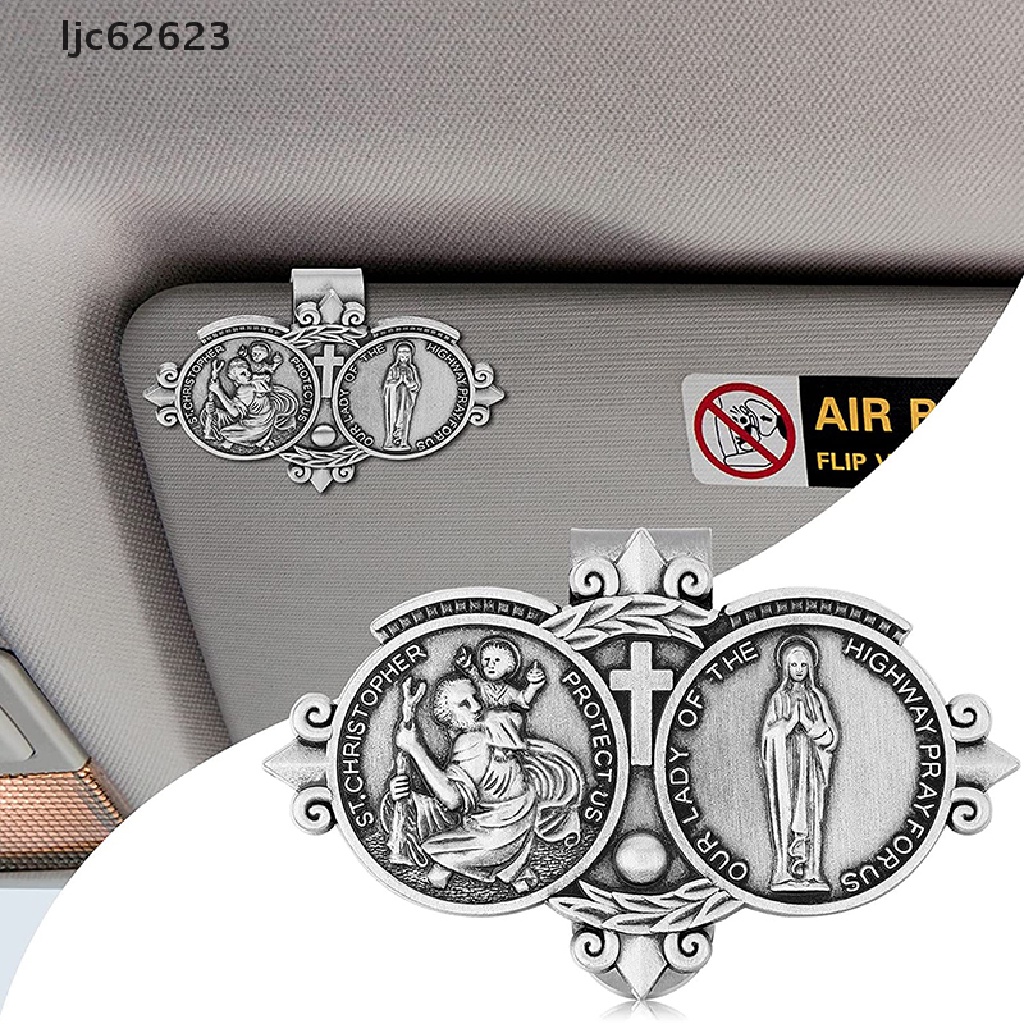[ljc62623] St Christopher Medal for Car Visor Clips for Cars Catholic