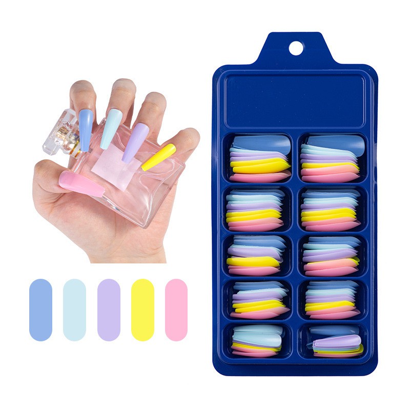 Fake Nails 100 pcs/Set Colorful Natural Franse Ballet False Nails Tips full Cover Fake Nails Manicure French Nail Art make up beauty Tools 【Free Glue+Nail file】