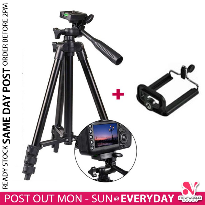 《 》 3120 Multilevel Aluminum Alloy Video Tripod Selfie Stand Camera Smartphone Pemegang Fotografi 自拍三脚架