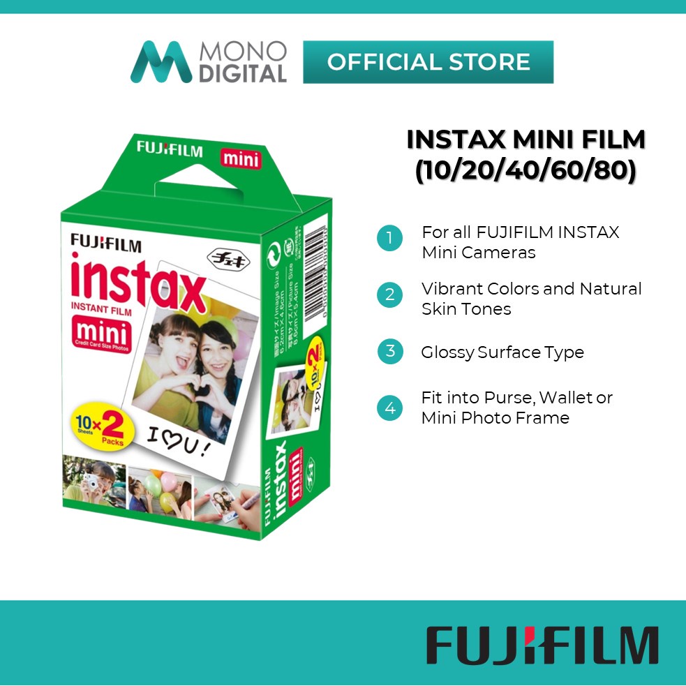 Fujifilm Instax Mini Film Instant Film Instax Film Twin Pack (10 Sheets/20 Sheets/40 Sheets/60 Sheets/80 Sheets) | Shopee Malaysia