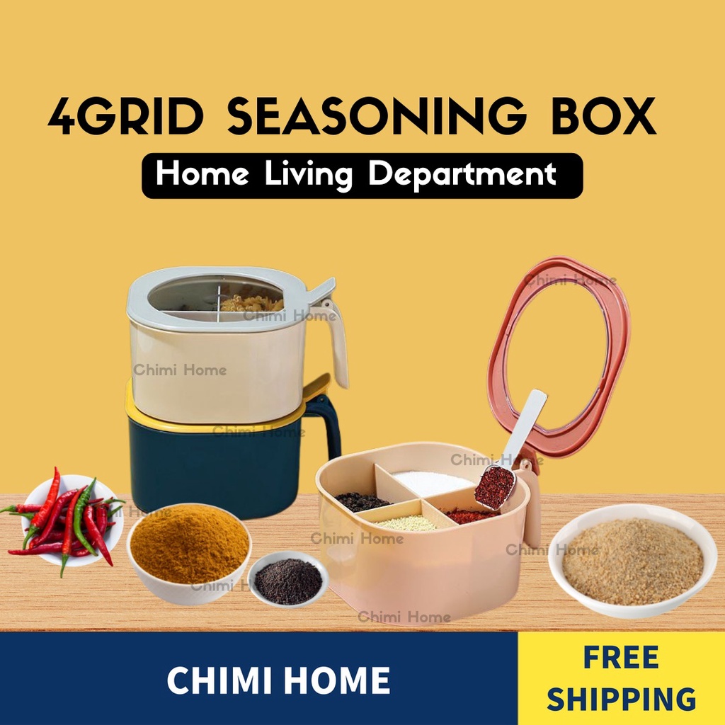 4 in 1 Salt and Pepper Spice Storage Box Seasoning Container Shopee