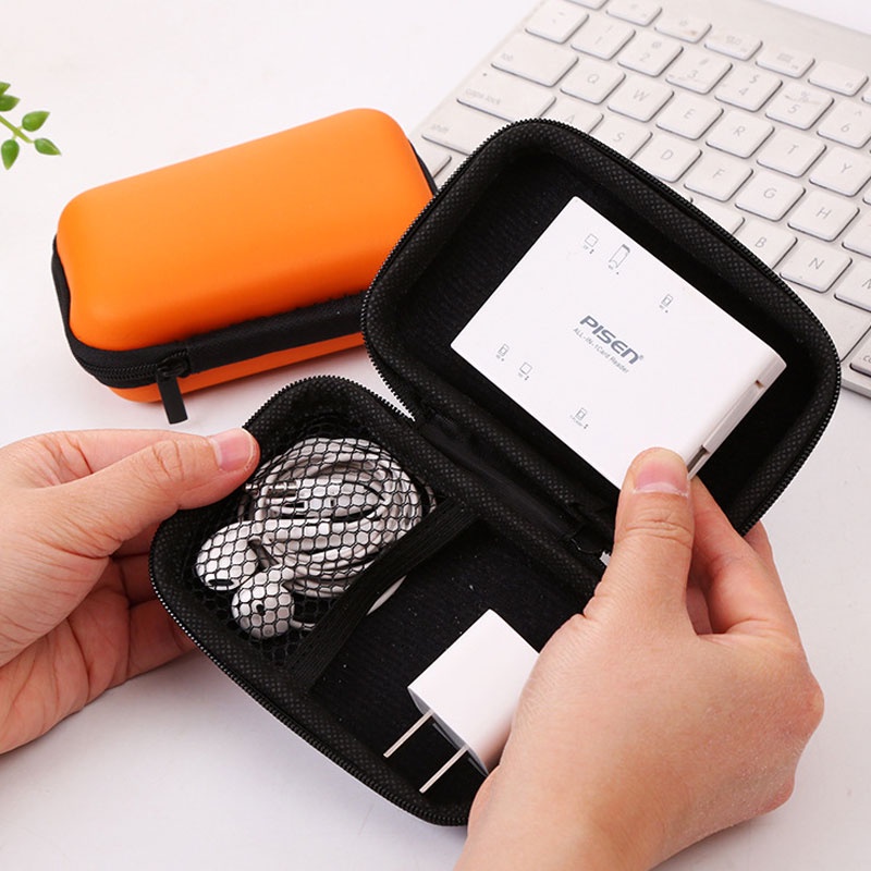 EVA Compact Hard Case Earphone Bag Charging Cable Storage Bag Casing Box Organizer Travel Mini Zipper Case Storage Box