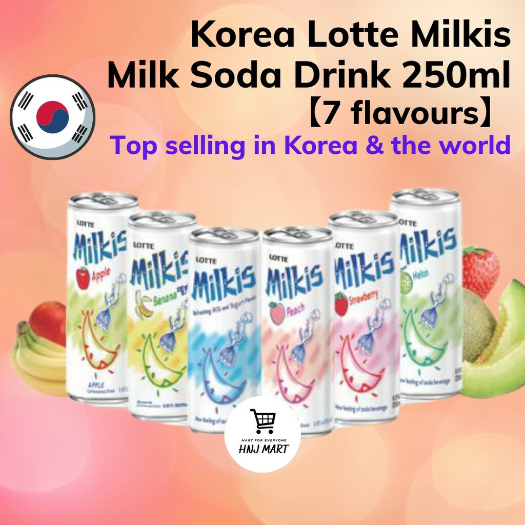 Korea Lotte Milkis Soda Drink 250ml [7 flavours] Carbonated Milk Drink Beverage