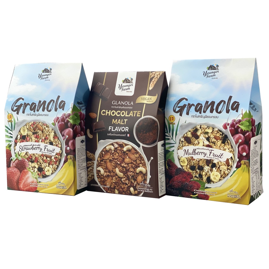YOUNGER FARM HALAL Granola Straberry Fruit 225g + Granola Mulberry