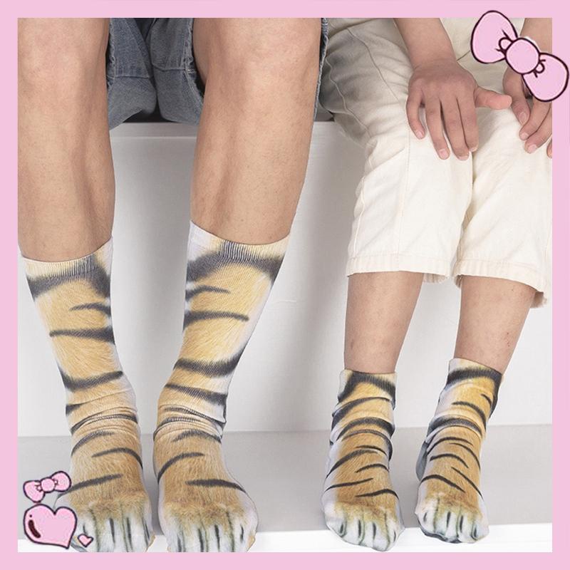 Time Adult Men Women Funny Animal Paws Socks Simulation Crazy for Cat Tiger Dog Leopard Claws 3D Printed Novelty Mid Tub