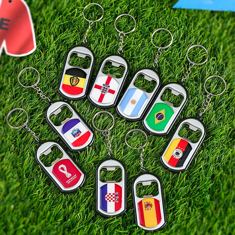 【Raya 2024】2022 World Cup Football Merchandise Bottle Opener With Light Keychain National Team Souvenir Fan Small Gift Germany