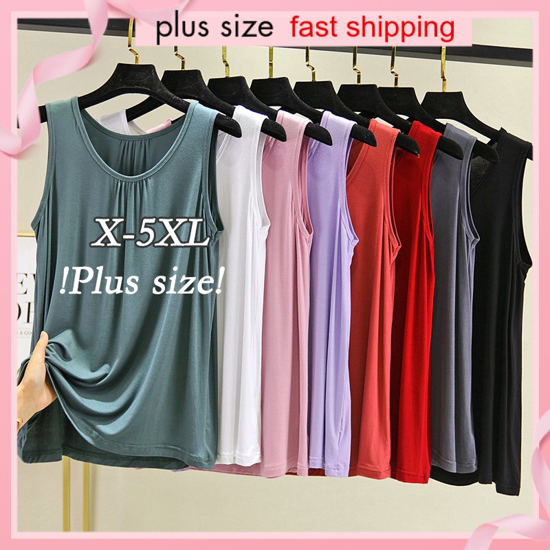 CJ XL-5XL❗️Plus size❗️ Women vest summer loose bottomed casual sleeveless top【READY STOCK】