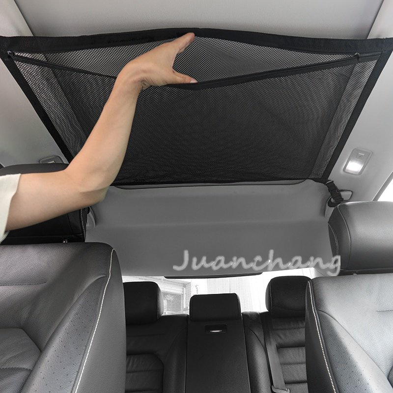 SUV Universal Adjustable Car Ceiling Mesh Storage Bag Net Roof Cargo Pocket Car Roof Interior Storage Bag Interior Cargo Net Breathable Mesh Bag Auto Stowing Tidying Interior Car Accessories