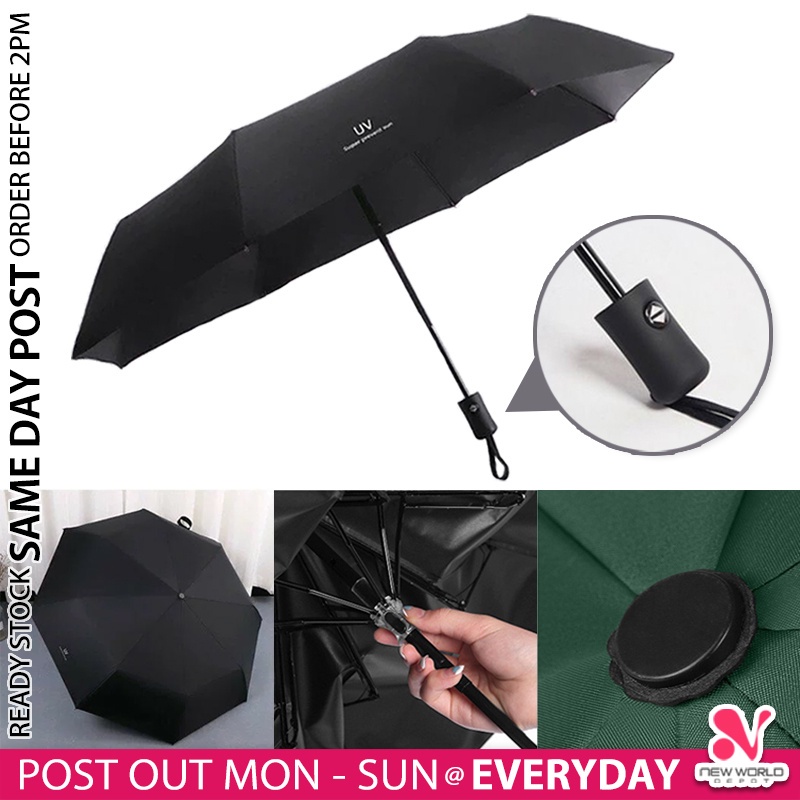 《 》One Handed Click Automatic Open Close Anti UV Auto Umbrella Windproof Folding Umbrella Payung Lipat 雨伞