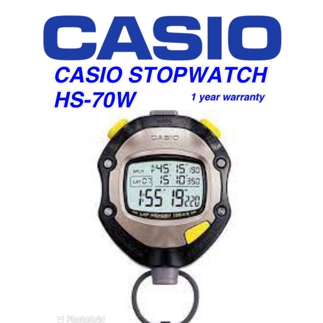 ( Free Pouch x1 )Casio ORIGINAL CASIO HS70W1 Silver Stopwatch CASIO