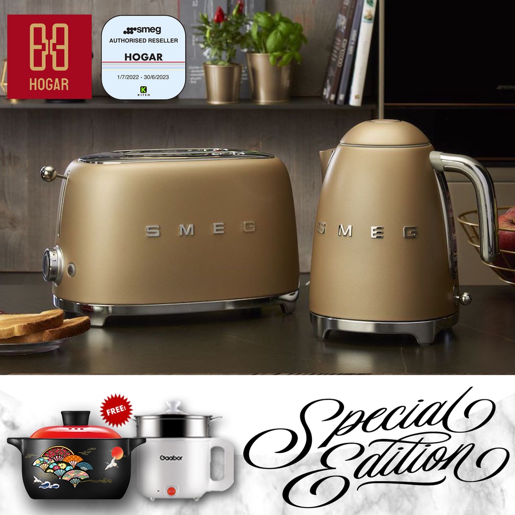 Smeg Toaster Matte Gold TSF01CHM & Smeg Kettle Matte Gold KLF03CHM